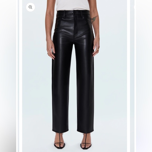 Pistola Black Leather Pants CASSIE SUPER HIGH RISE STRAIGHT faux jeans 29